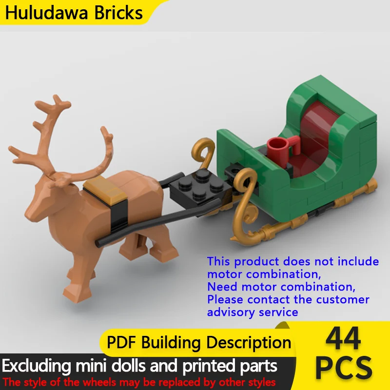 

City Car Model MOC Building Bricks Winter Christmas Open Sleigh Modular Technology Children Holiday Gifts Assemble Toys Suit