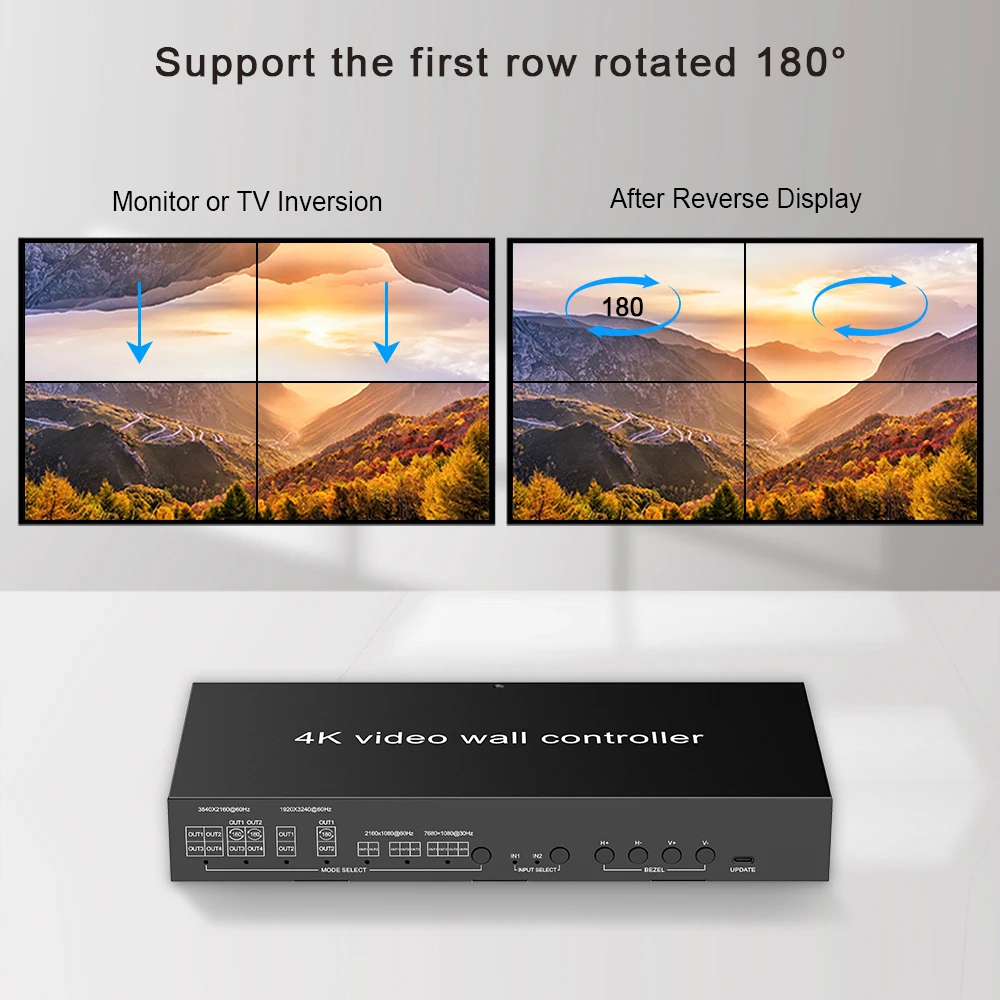 High Quality 4K@60 Video Switcher Broadcast Live Streaming 4 In 4 Out Video Processor 1x4 2x4 3x4 4x4 Video Wall Controller