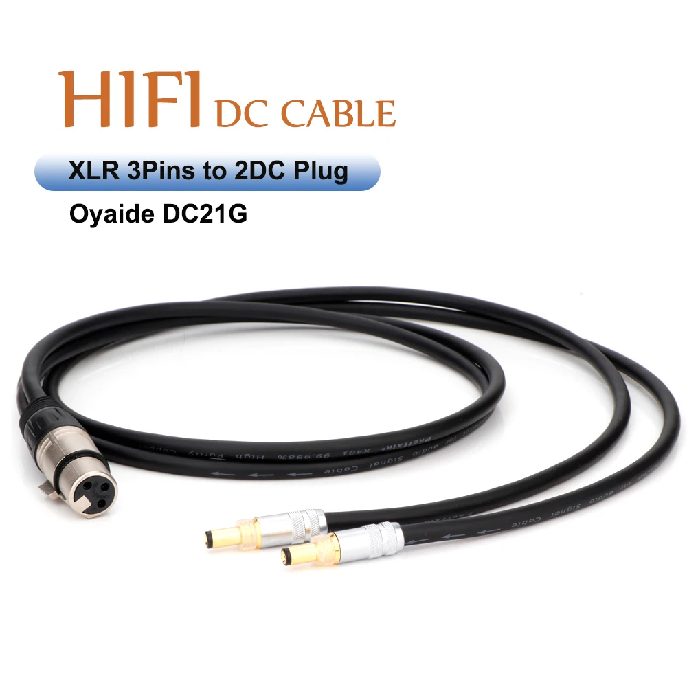 3Pins XLR Female to 2DC Plug XLR to 2 DC2.1 DC2.5 OFC DC Cable for Keces Linear Power Supply Oyaide DC21G