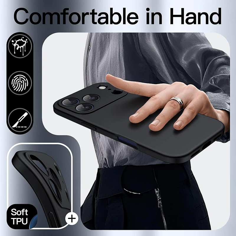 حافظة رفيعة للغاية من السيليكون غير اللامع لهاتف آيفون 17 برو ماكس، غطاء خلفي ناعم من مادة البولي يوريثان الحراري لهاتف آيفون 17 إير #5