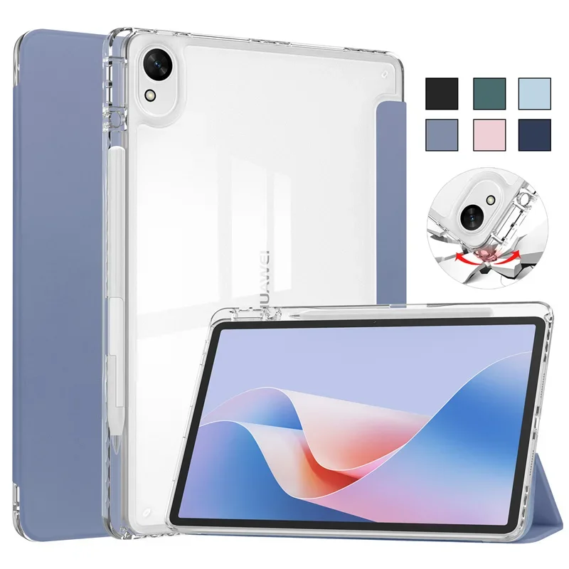

Чехол для планшета Huawei Matepad 11 5 S 2024, тройной кожаный акриловый чехол с жесткой задней панелью Smart с держателем для ручек, противоударный чехол