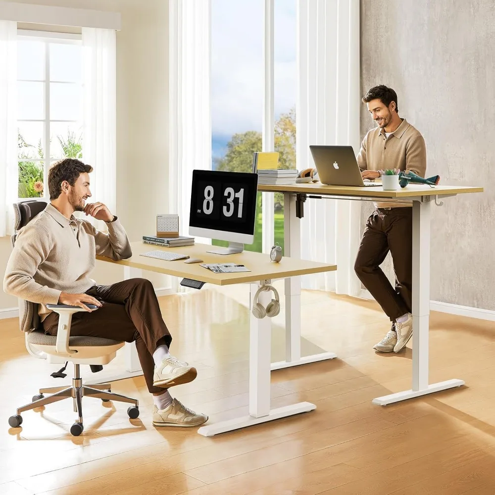 مكتب قائم كهربائي قابل لضبط الارتفاع - مكتب بدون خياطة مقاس 48 × 24 بوصة للاستخدام المنزلي والمكتب المريح