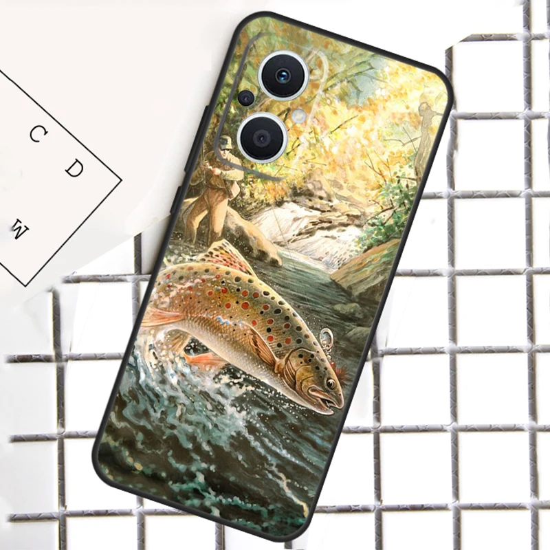 Memancing Ikan Trout untuk OPPO Reno 14 12 11 10 13 Pro 8T 11F 12F 13F 14F 7 8 Lite OPPO Temukan X8 X6 X5 Pro Case