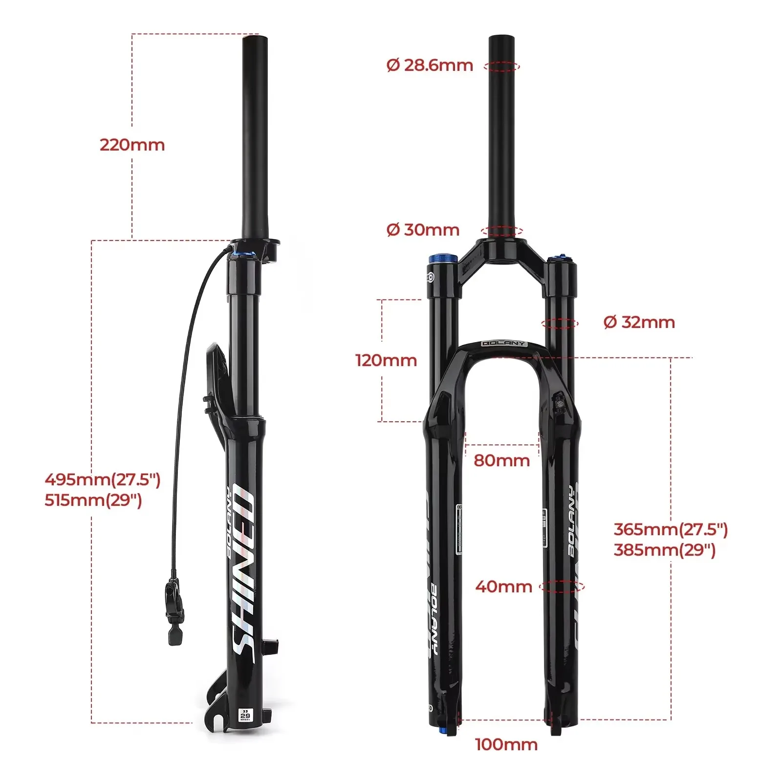 BOLANY 120mm Air Fork 29 MTB Suspension