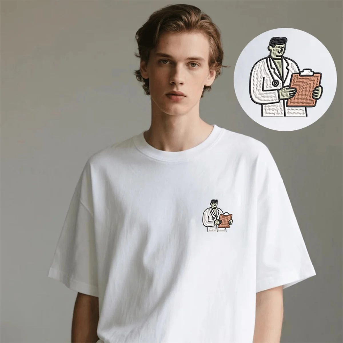 

Caring Men Women T-Shirt Y2K Embroidery Flair Luxury Cotton Top Tees Light Embroideried Doctor Design Events Cool T-Shirts