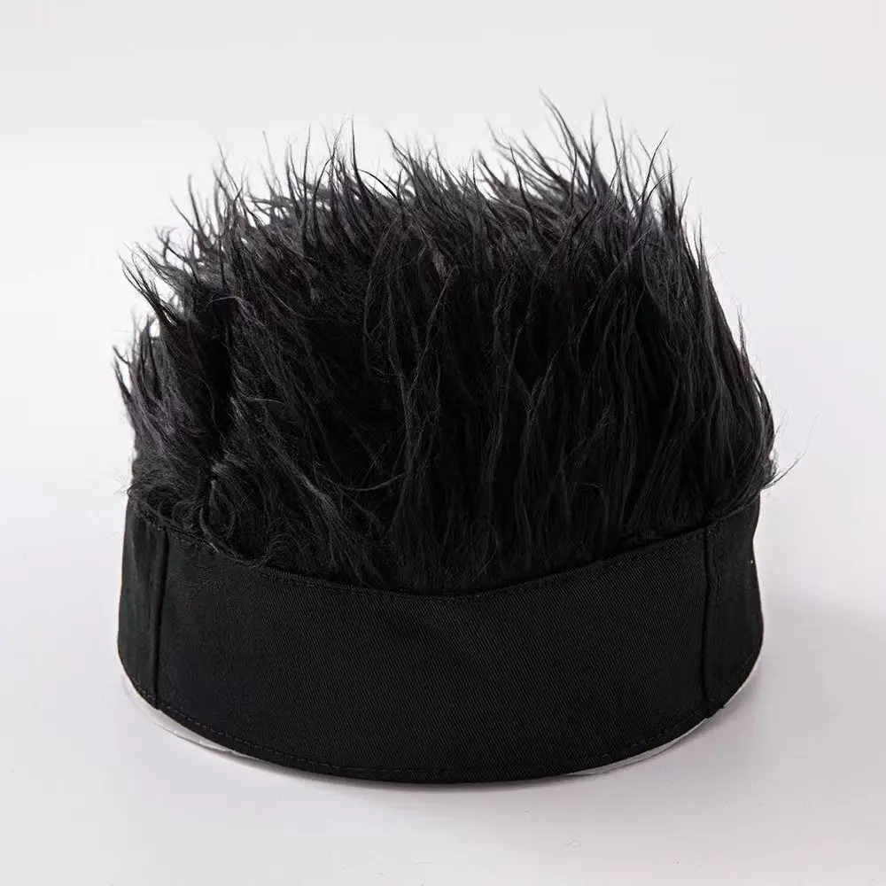 New Handsome Wig Cap Retro Head Wrap Short Hair Hat Simulation Wig Hip Hop Beanie Men