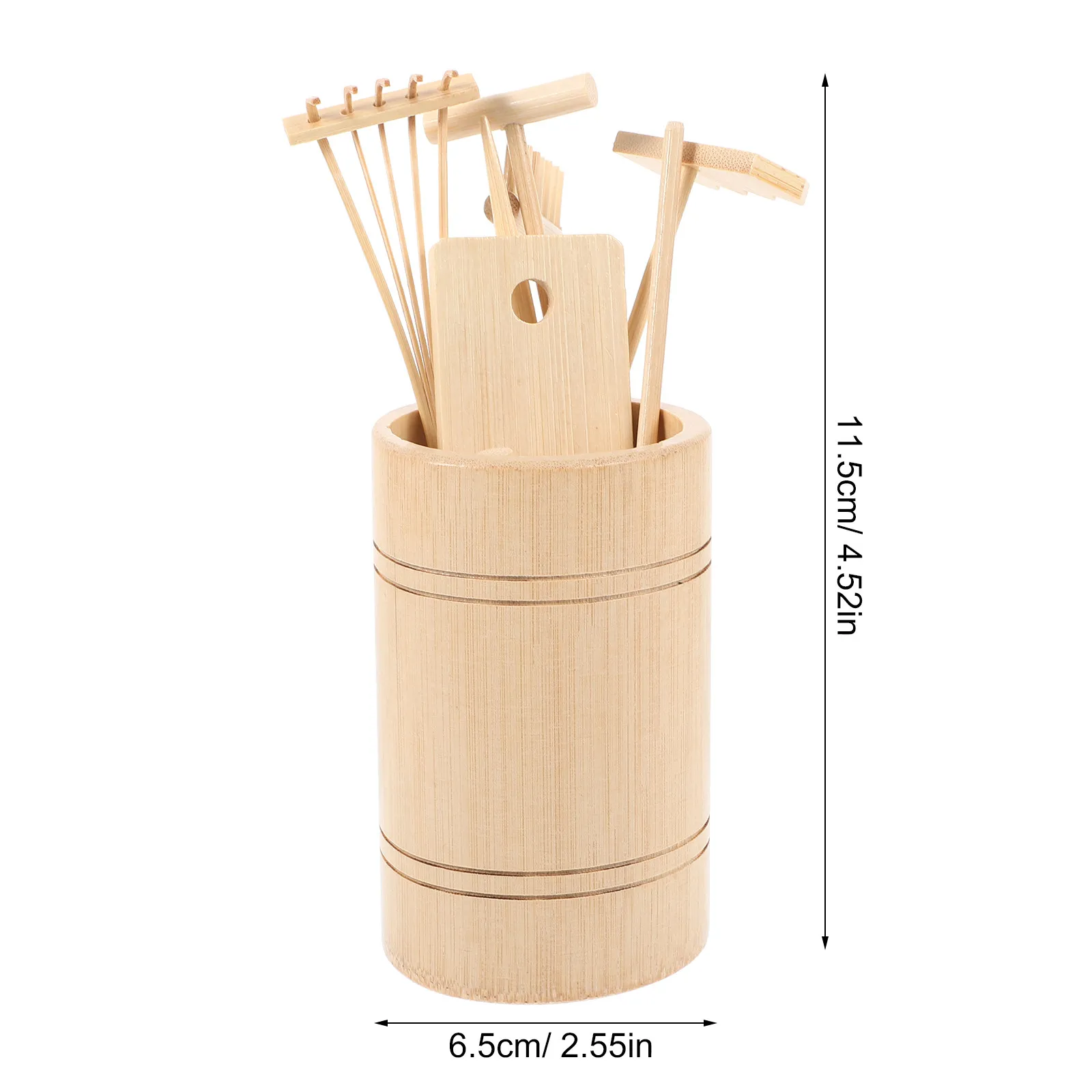 1Set Lightweight Wooden Mini Rake Set for Zen Sand Table Creative Pattern Design Relaxation Tool Tabletop Garden Accessory