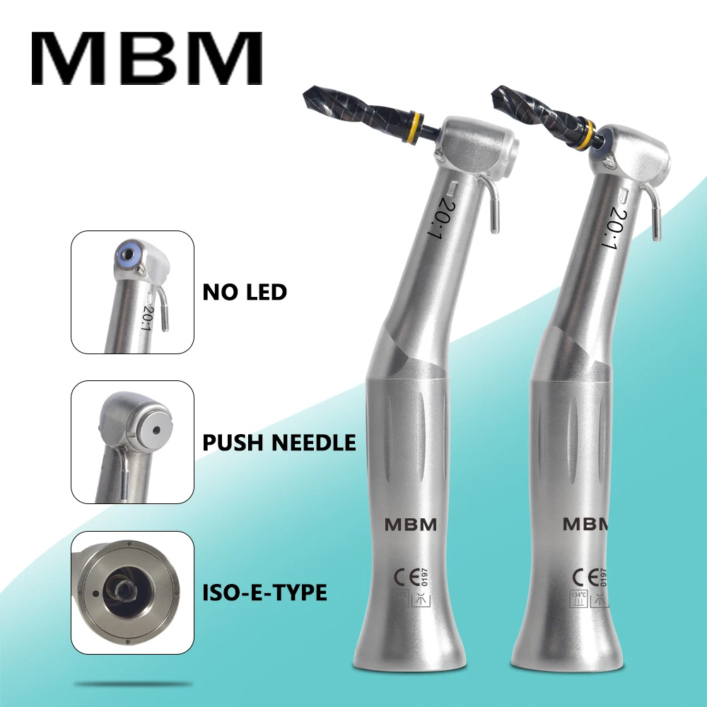 

MBM Dental 20:1 Contra Angle Low Speed Handpiece Odontologia Implant Surgery Contra Angle Reduction Handpiece E-type Coupler