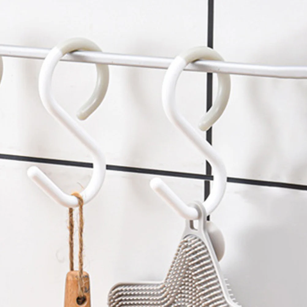 

12Pcs Plastic S Hooks for Keys Hanging Clothes Towels Bathroom Kitchen Wardrobe Storage Hook Multi-Functional Household