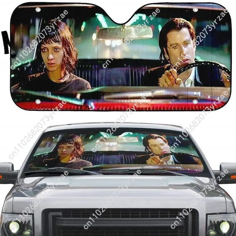 

Pulp Fiction Car Sun Shade Good Heat Insulation Effect Windshield Sunshade Portable Waterproof Easy Clean Car Accessory
