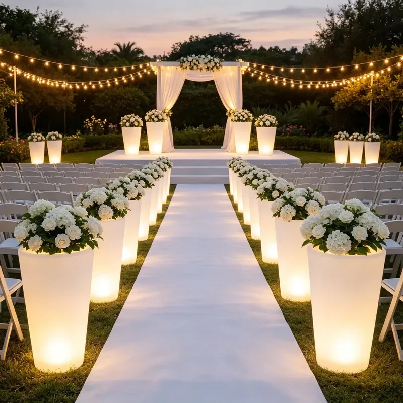 Christmas LED decorative tall flower pot light, round 81 cm, spotlight, suitable for weddings, gardens, focus areas