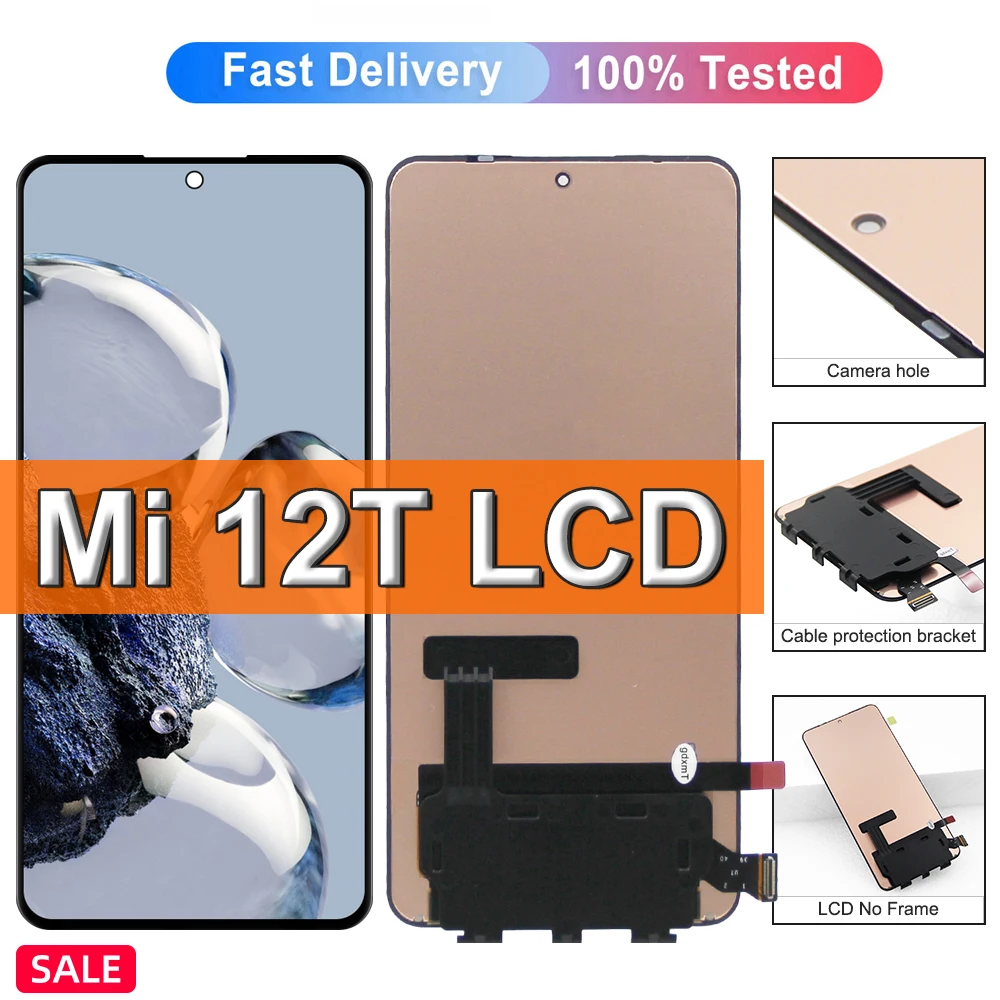 

AMOLED For Xiaomi 12T 22071212AG LCD Display Touch Screen Digitizer Assembly 6.67" For Xiaomi 12T Screen Replacement