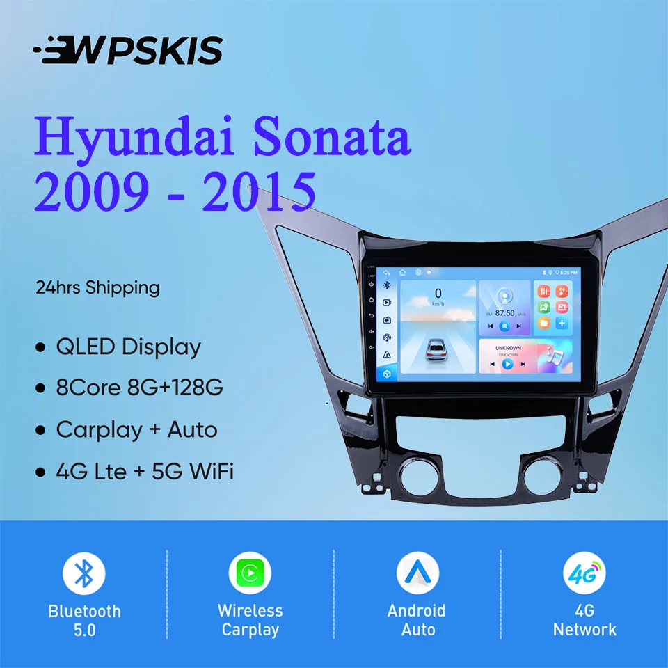 

Android 14 8G+128G Auto GPS Navigation Monitor Video Audio A/V Tape Recorder For Hyundai Sonata 2009 - 2015 4G Lte WiFi Carplay