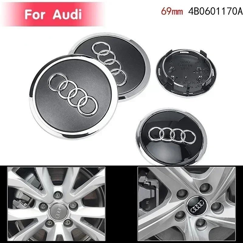 69mm 4pcs Cap Hub Covers Badge Car Styling Wheel Center for Audi SLine A3 A4 A5 A6 A7 A8 TT V8 RS3 RS5 Q3 Q5 Q7 Wheel Cap Label