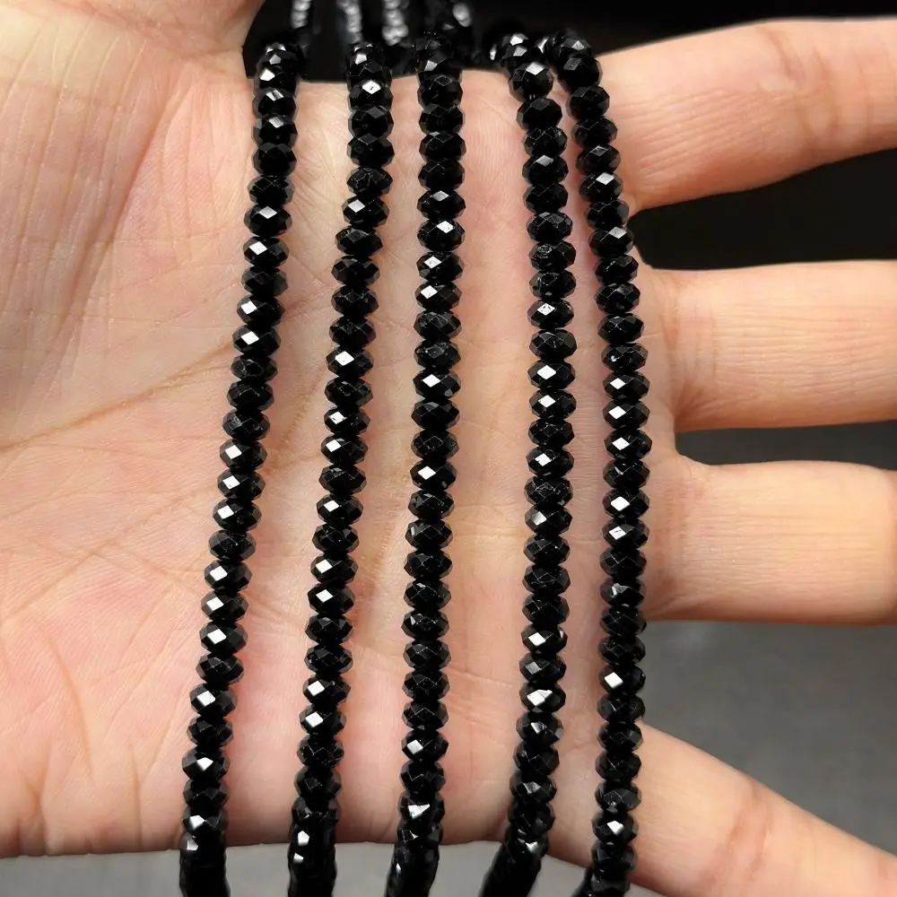 Stylish 38cm Black Spinels Stone Beads Handmade 2/3/4mm DIY Bracelets Materials Elegant Versatile Loose Spacer Beads