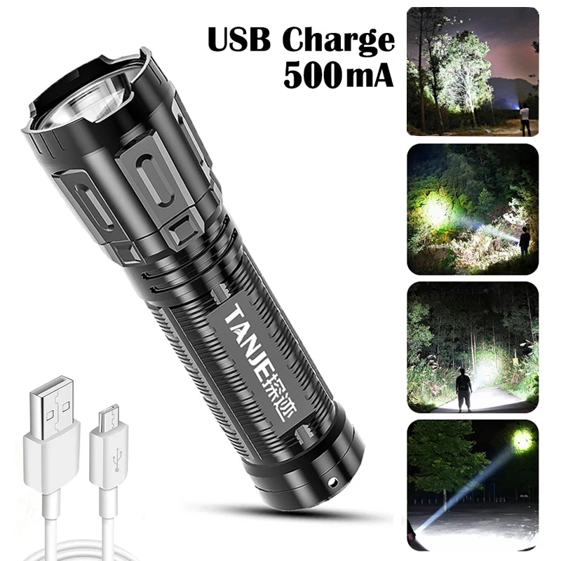 Ultra Bright Mini LED Flashlight USB Rechargeable Battery Power Bank Function Torch Outdoor Camping Fishing Hiking Flash Light