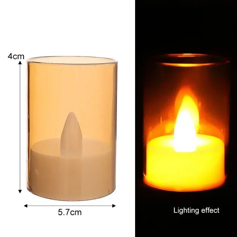 1/10PCS Flameless Candle Lights Acrylici Simulation Glass Cup Tea Candles LED Electronic Night Lamp for Holiday Party Home Decor