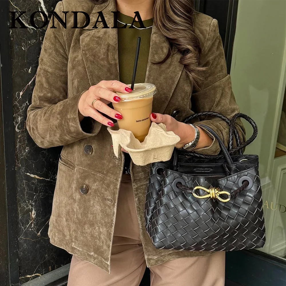 

KONDALA винтажный коричневый 2025 офисный женский двубортный пиджак, свободные пальто, шикарная деловая уличная одежда, женская элегантная куртка