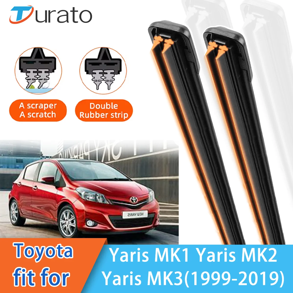 For Toyota Yaris MK1 Yaris MK2 Yaris MK3 Front Windscreen Wipers Double Rubber Car Wiper Blades Car Accessories