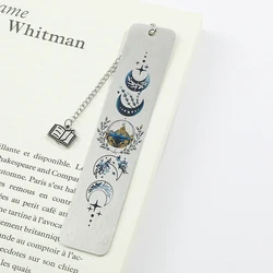 Moon Pattern Personalized Book Mark Stainless Steel Bookmarks Gift for Women Men for Book Loves Stationery Book Accessory