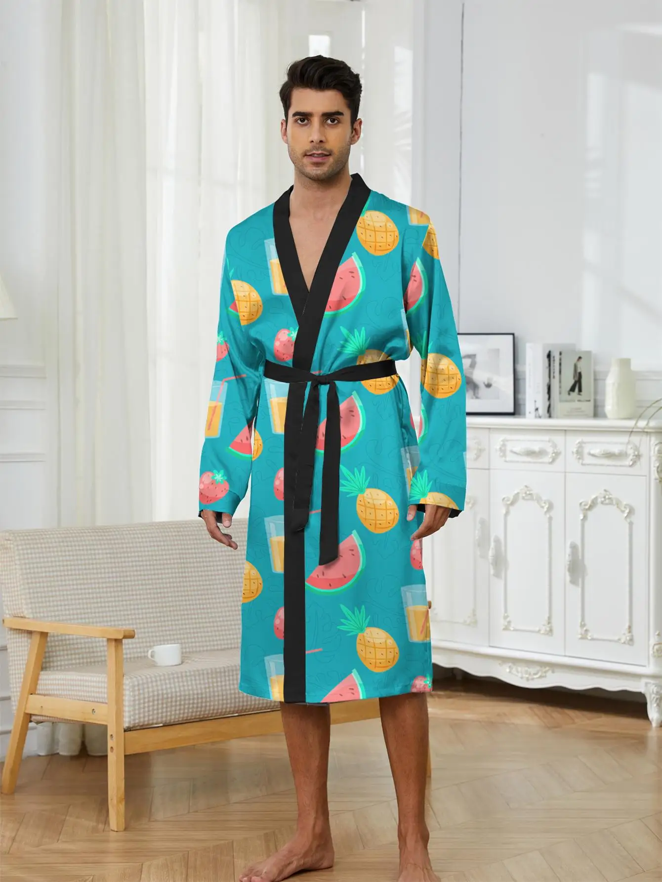 

1pcs Men's Robes 2026 Spring/Summer Funny pajamas Shower robe Graphic Breathable 3D Printed bath robe sleepwear Men's bathrobe