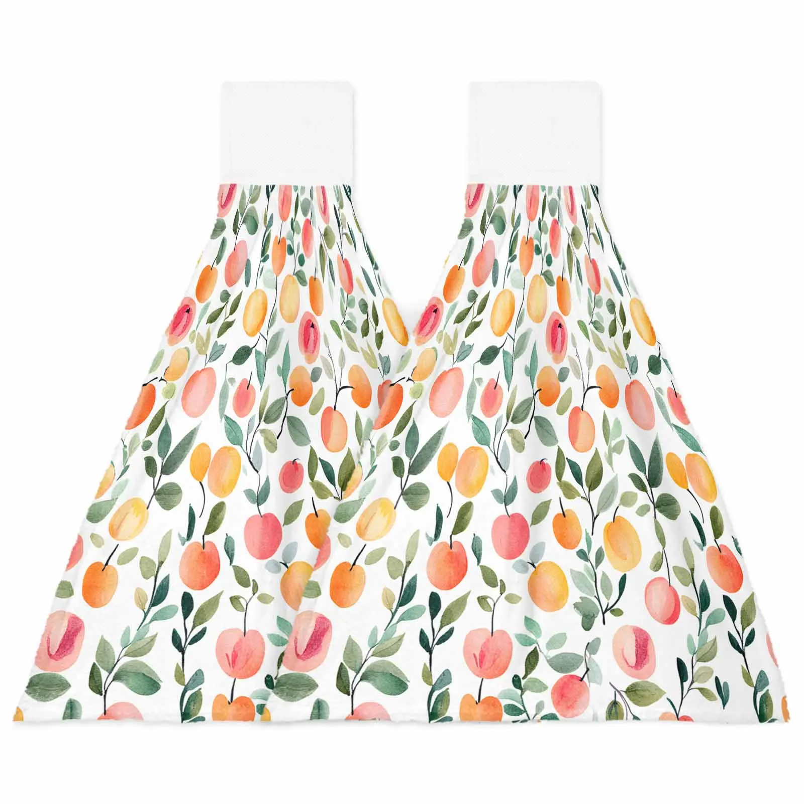 

Spring Peach Fruit Leaf Hand Towels For Bathroom Absorbent Microfiber Kitchen Towel Tableware Cleaning Towel
