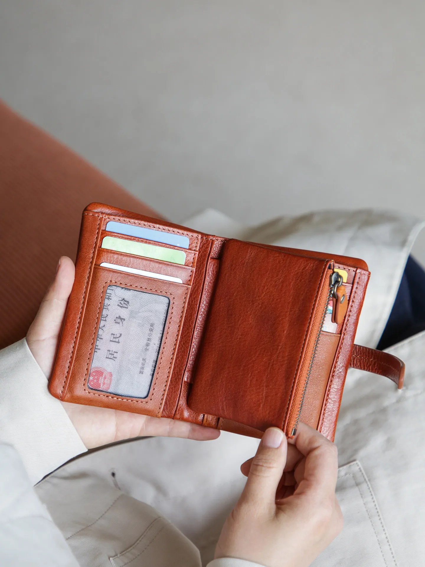 fashion designer handmade genuine leather men's women's multi-card wallet vintage luxury real cow leather ID credit card purse