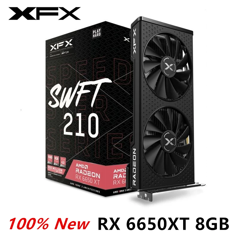 بطاقة فيديو XFX RX 6650 XT 8GB GPU Radeon AMD RX6650 XT 8GB بطاقة رسومات ألعاب الكمبيوتر المرسلة من مستودع البرازيل