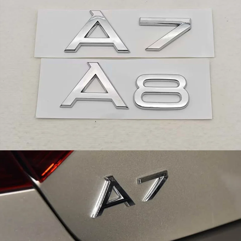 3D ABS Chrome Black Car Logo A7 A8 Rear Trunk Badge Letters Sticker Auto Tail Accessories