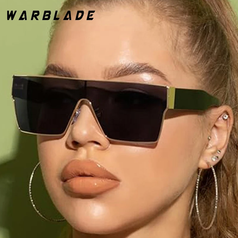 

Vintage One-Piece Big Square Frame Women's Sunglasses Brand Designer Men Sunglass Outdoor Shade Driving Female Eyeglasses UV400
