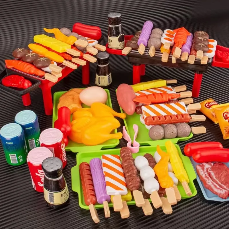 Baby Pretend Play Kitchen Toys Simulation Barbecue Cookware Cooking Mini Food Role Play Educational Gift Kitchen Items Girl Toys