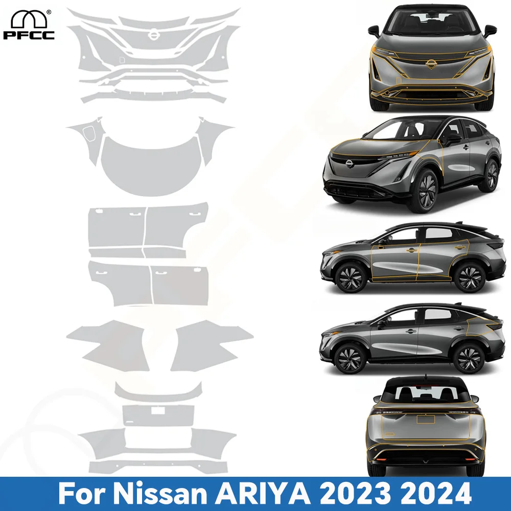 

Для Nissan ARIYA 2023 2024, защитная пленка для краски, ТПУ, предварительно вырезанная наклейка на кузов автомобиля, устойчивый к царапинам, прозрачный комплект для бюстгальтера