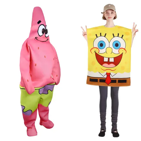Cartoon Anime SquarePants Cosplay Costume Sponge Patrickstar Jumpsuit for Women Girls Men Boys Halloween Carnival Party Costumes