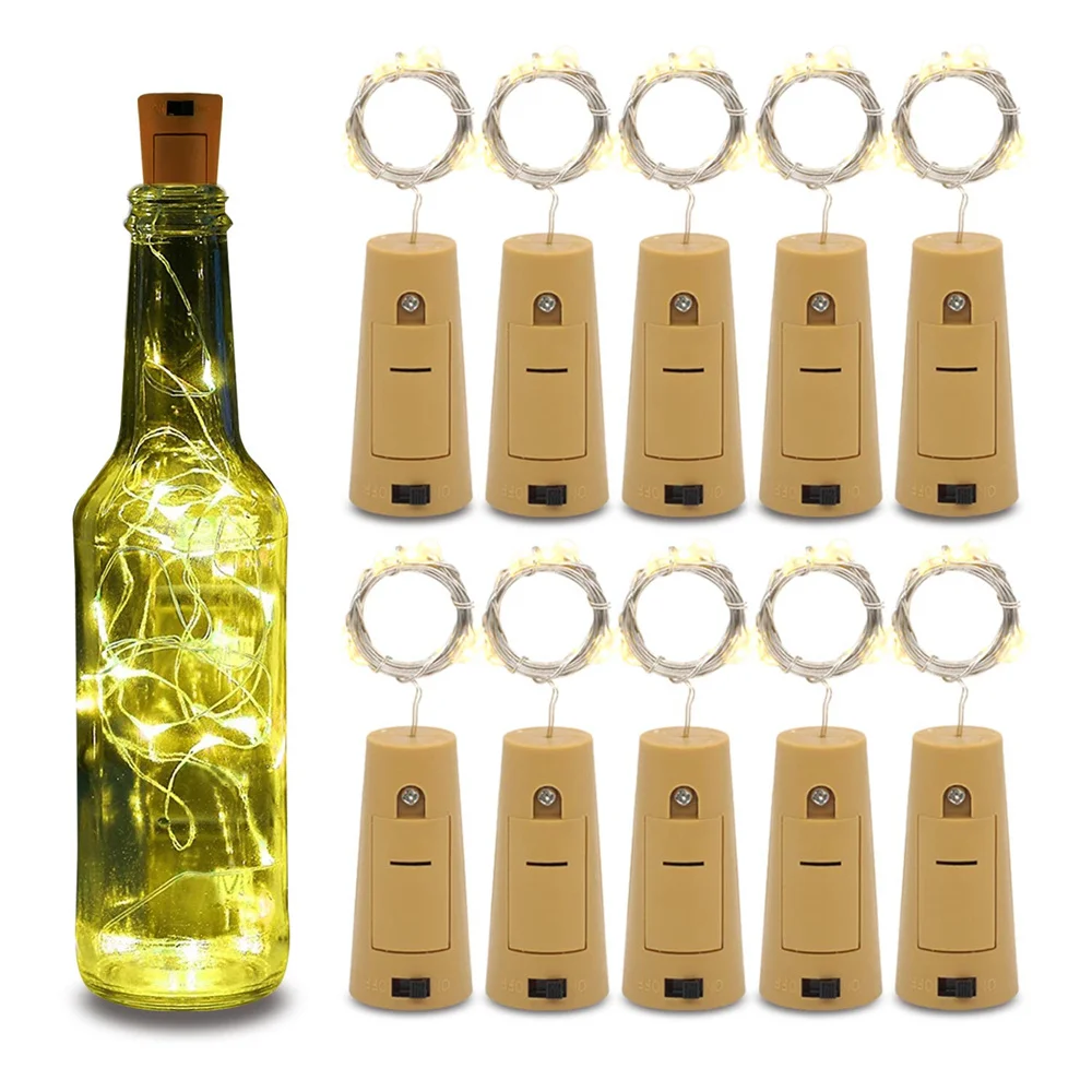 

20 LED 10 Packs Wine Bottle Lights Copper Wire Fairy String Light Warm White Bottle Stopper Atmosphere Lamp for Xmas Holiday