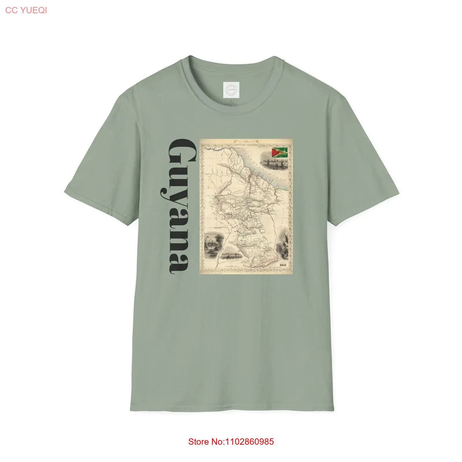 Винтажная футболка унисекс с картой Гайаны 1891.
