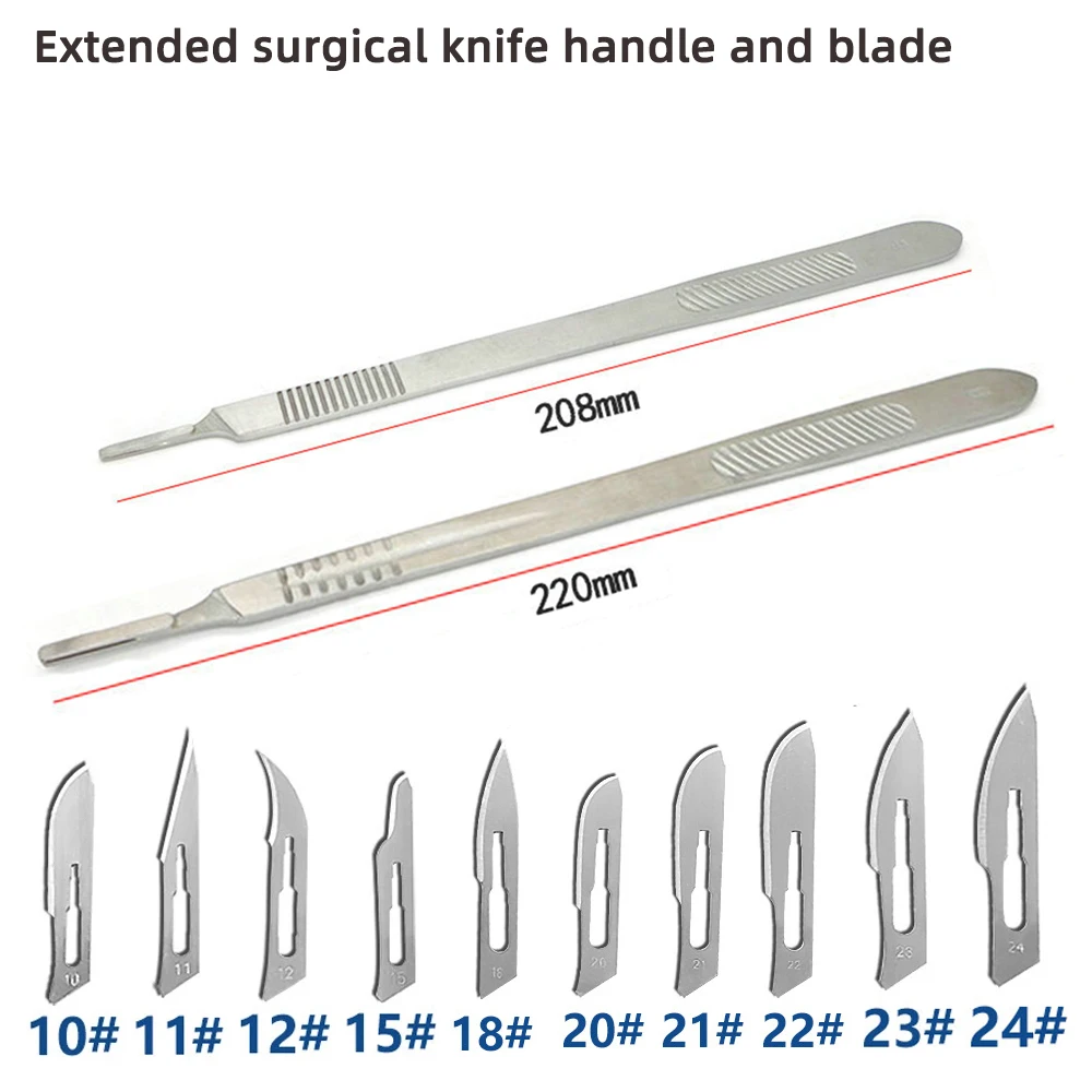 11 Piece Blade Handle Combination 3L Extended Surgical Blade Handle Long Surgical Blade Holder 4L Suitable for Deep Cutting