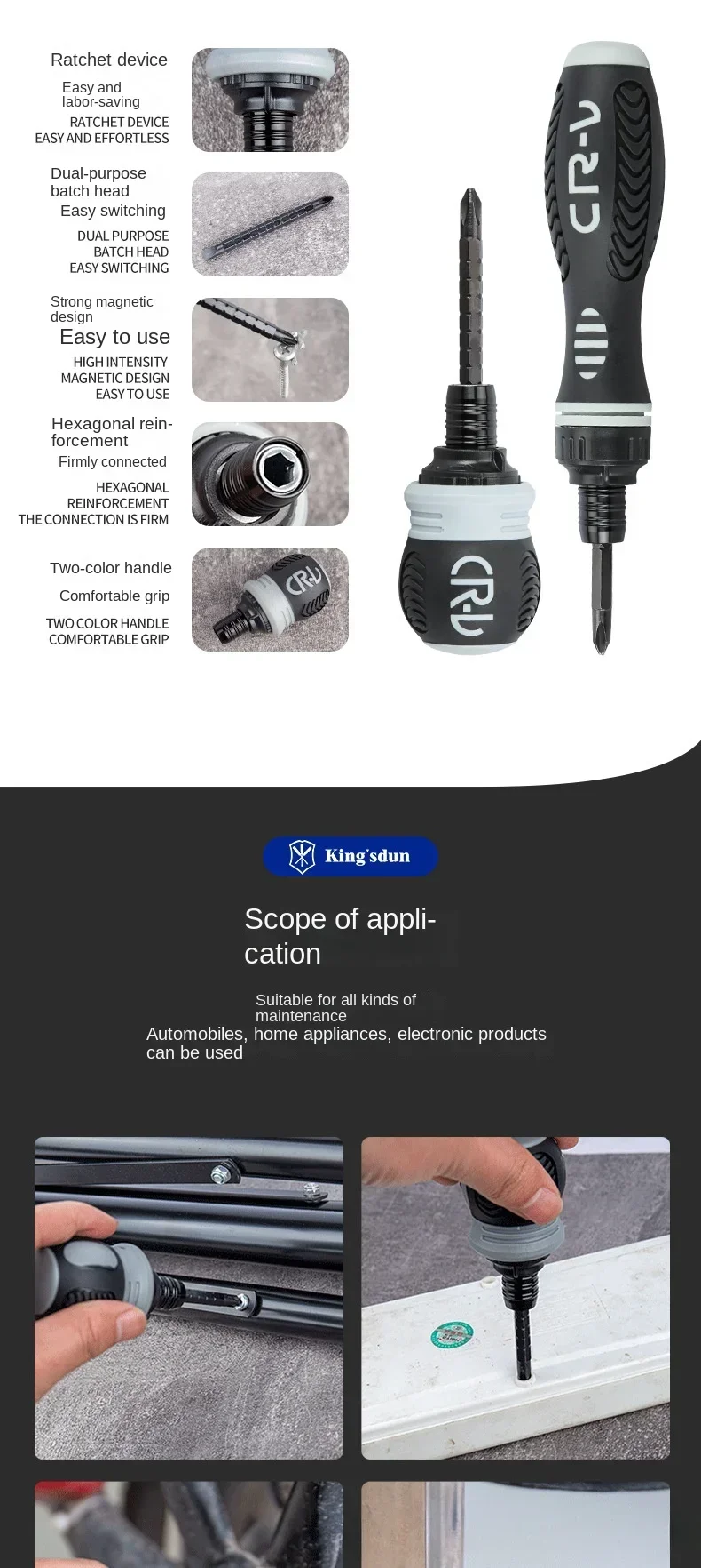 Mini-Ratschenschraubendreher, Dual-Purpose-Schraubendreher, Schlitz-Phillips, arbeitssparender, schwacher magnetischer Schraubendreher, einziehbares Reparaturwerkzeug – Detail 7