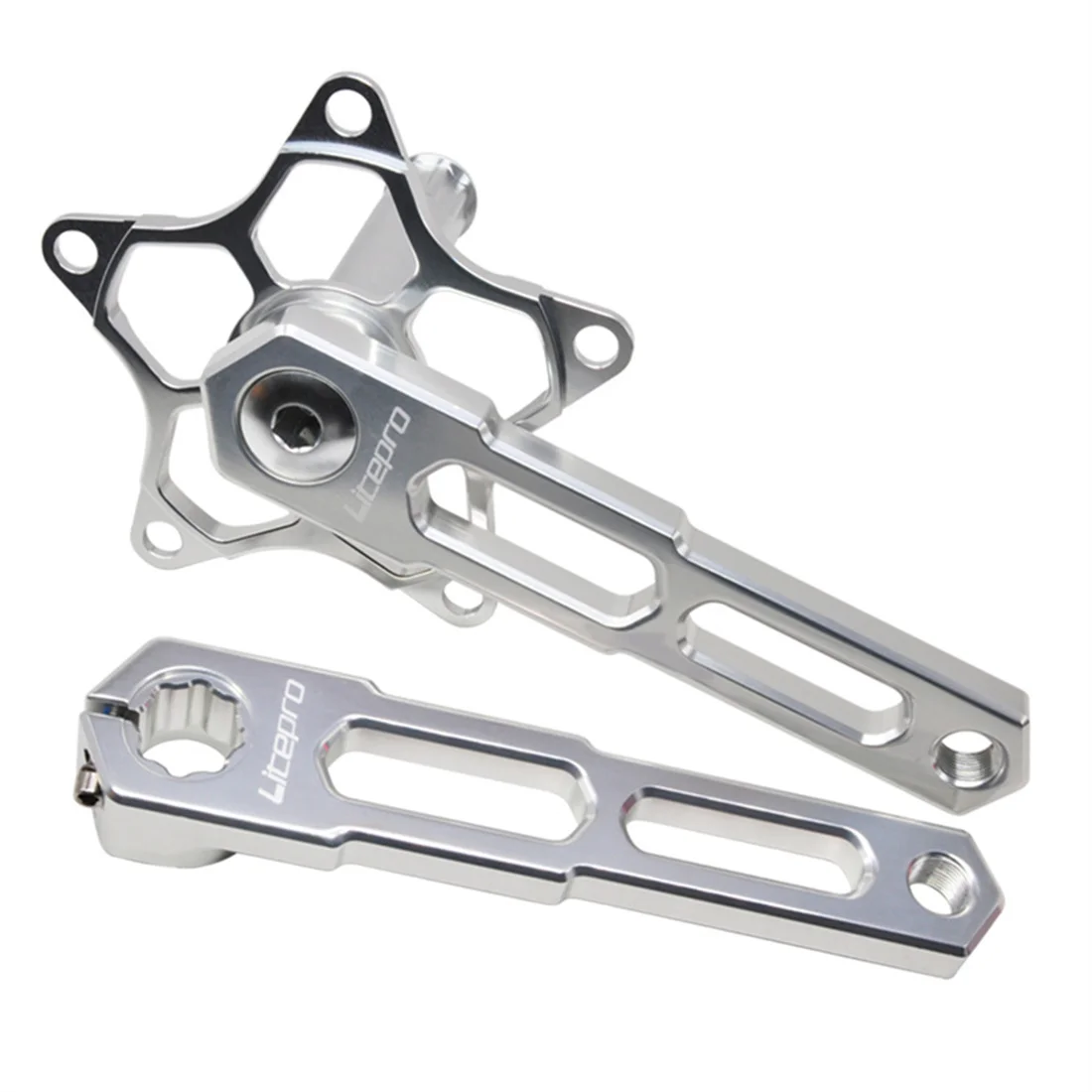 JKLapin Litepro Lightweight 130BCD Integral Hollow Stars Crank Folding Bicycle Aluminum alloy Five Claw Crank Bike Parts