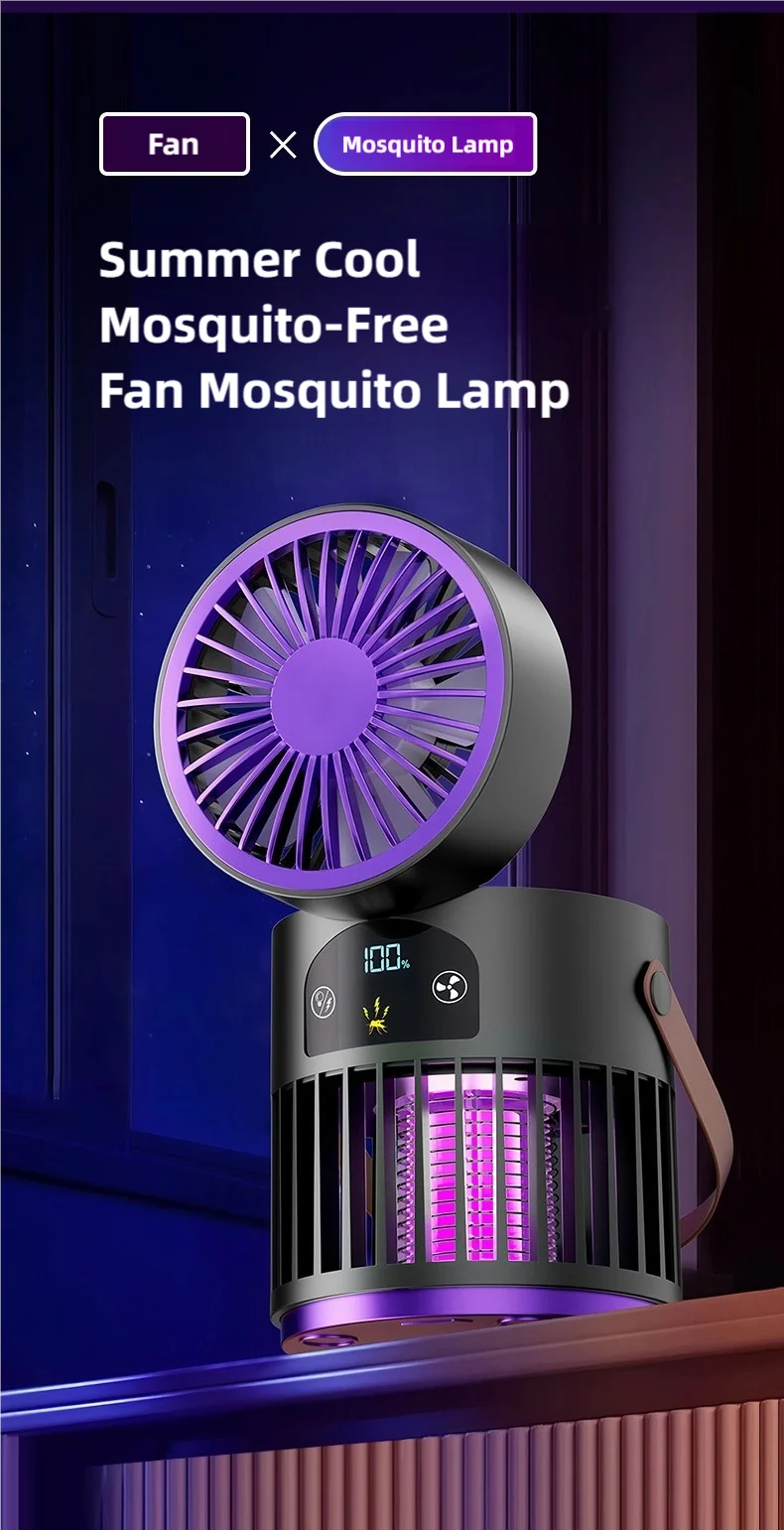 TINSOL 6-in-1 Mückenkiller-Lampe für Zuhause mit Kleinem Ventilator, Nachtlicht, Elektrischer Mückenschutz und Mückenfalle für Draußen – Detail 2