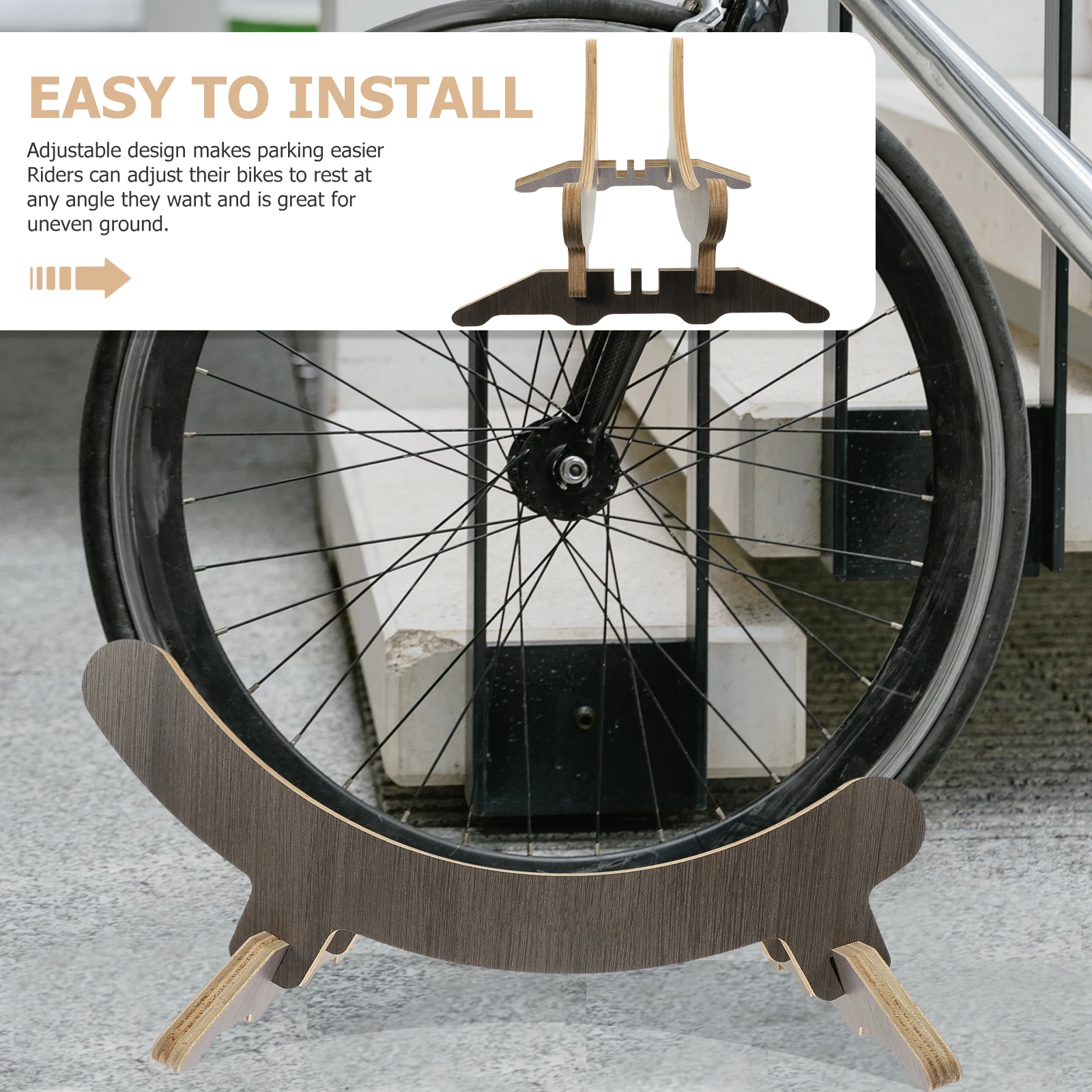 Professional Bike Kickstand Sturdy Wooden Side Stand Bracket Wear-Resistant Adjustable Design for Stable Support Easy Install