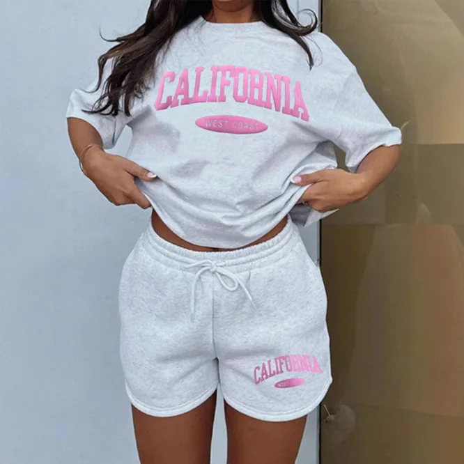 

Printed T-shirts Two Piece Sets Womens Outifits Street Fashion Hip Hop Vintage Womens Two Peice Sets Casual Sports Suits Pants