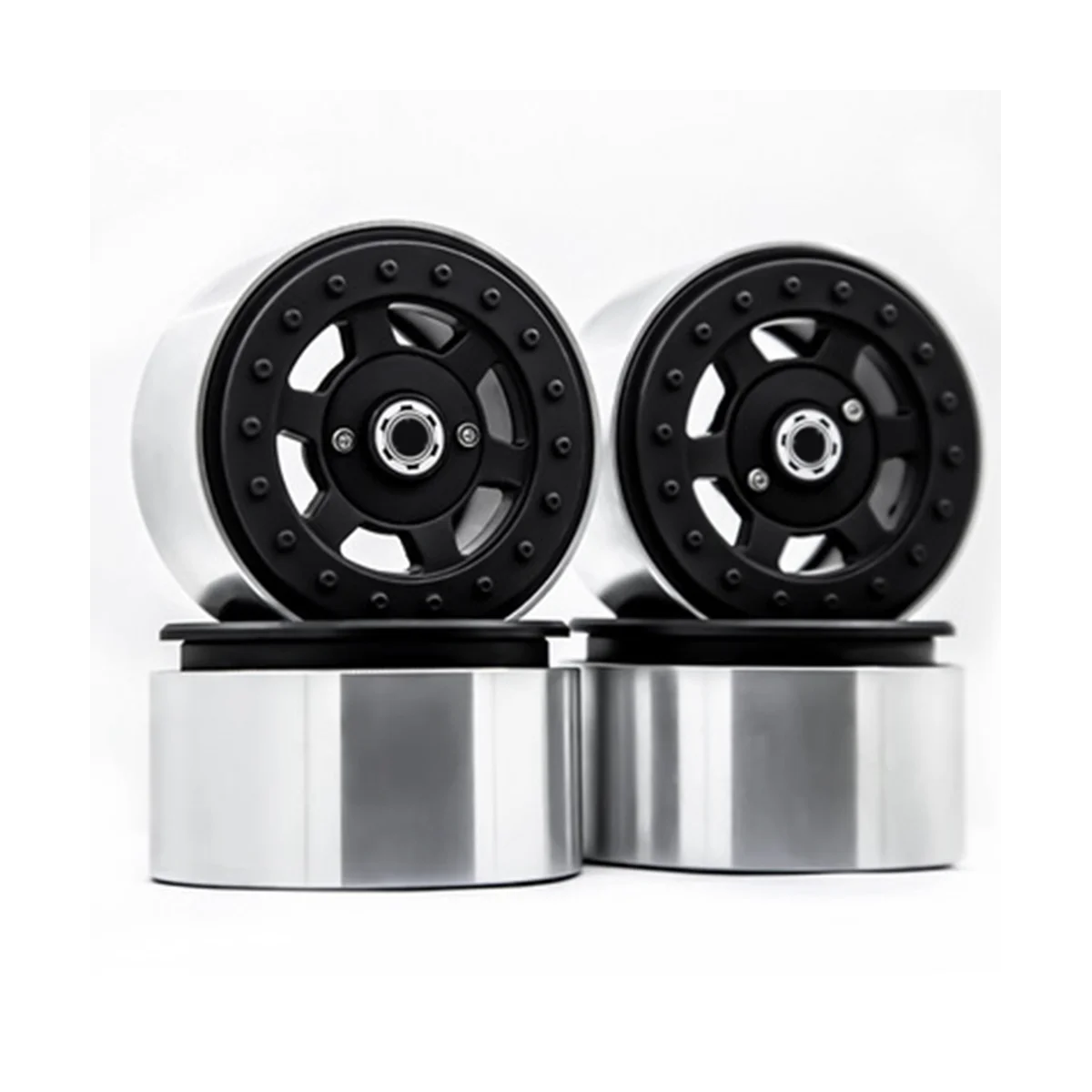 

4Pcs for -4 -6 6X6 G63 G500 SCX10 Climbing Car 2.2 Inch Metal Lock Tire Wheel Rims,Black