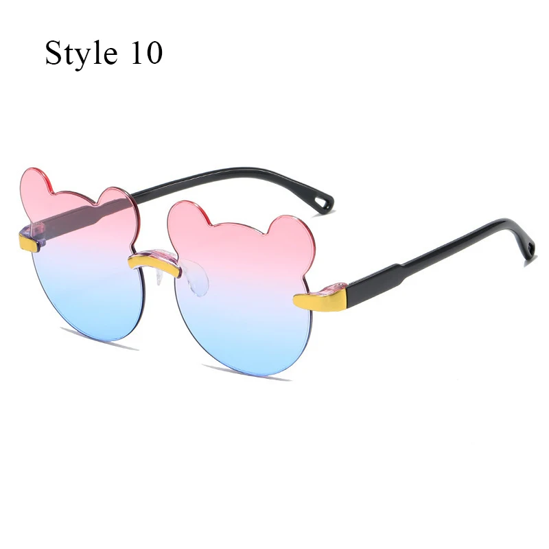 Cute Kids Rimless Sunglasses Summer Girl Boys Cartoon Bear Children Baby Outdoor Anti-UV Sun Glasses Lunette Soleil Enfant