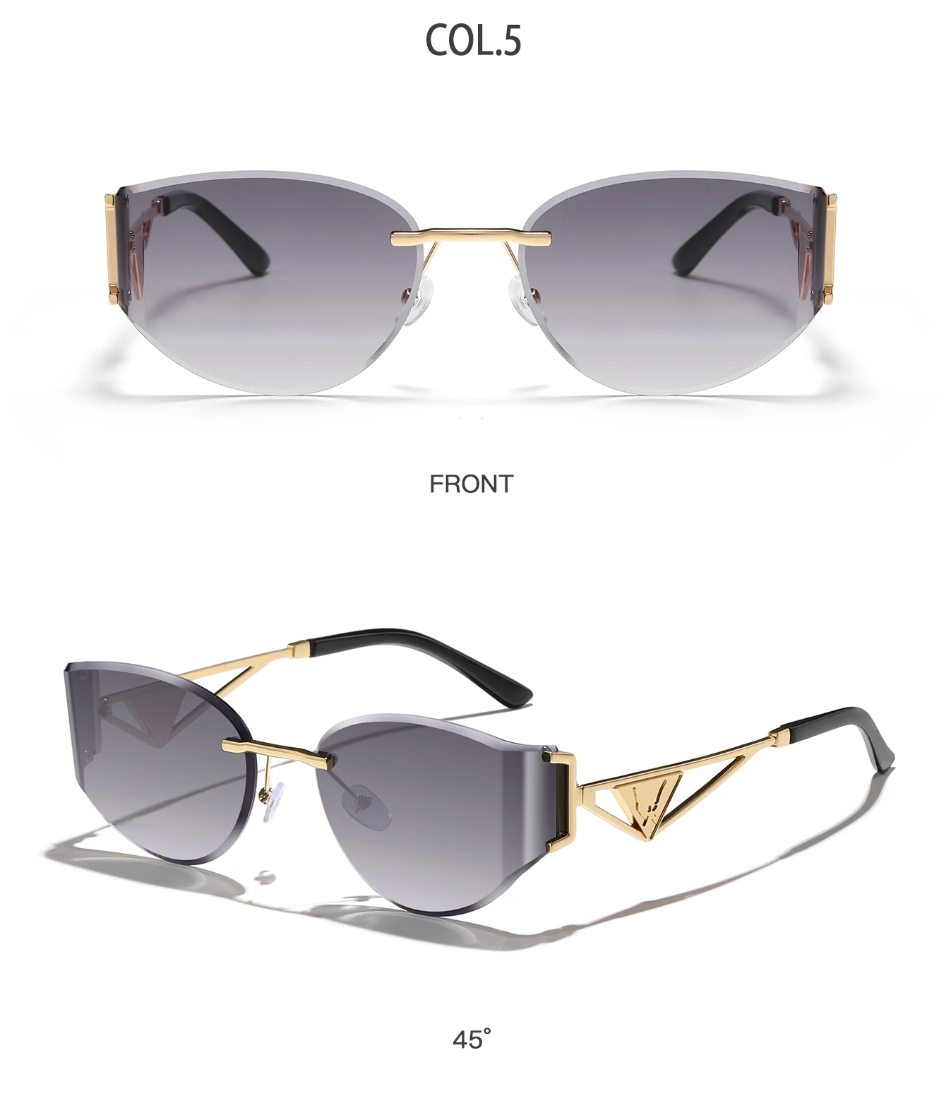 Modische randlose Fahrrad-Sonnenbrille, trendige Metallrahmen-Brille mit UV-Schutz für Männer und Frauen, Outdoor-Radfahren, Wandern, Brillen – Detail 7