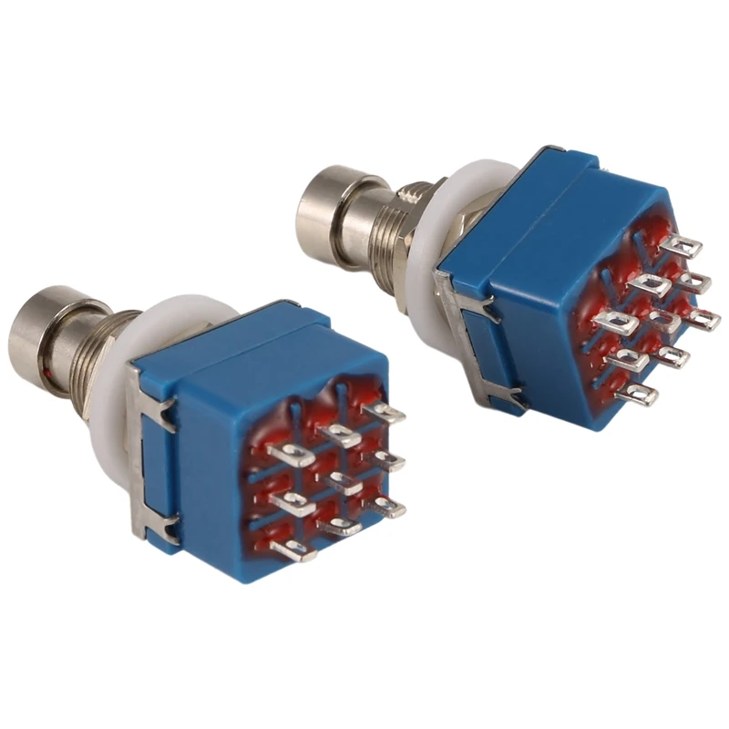 2 pezzi interruttori per effetti per chitarra 9 pin 3Pdt scatola per effetti per chitarra Stomp foot interruttore in metallo True Bypass blu