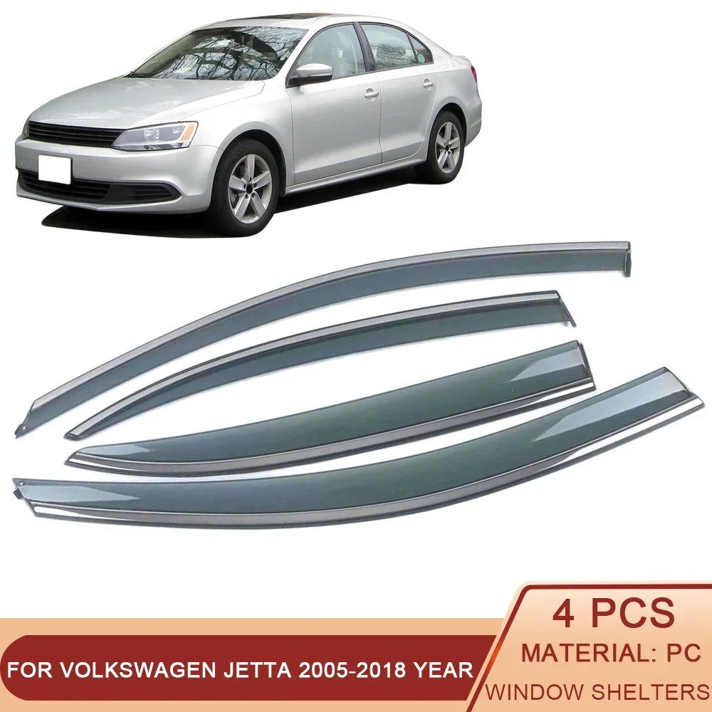 For VOLKSWAGEN JETTA  MK5 MK6 2005-2018 Car Window Sun Rain Shade Visors Shield Shelter Protector Cover Trim Sticker Accessories