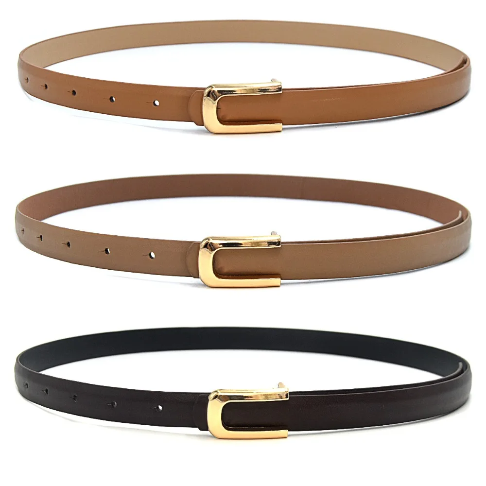 

Женский модный элегантный черный тонкий ремень с U-образной пряжкой, корейская версия, универсальный ремень, LR2529