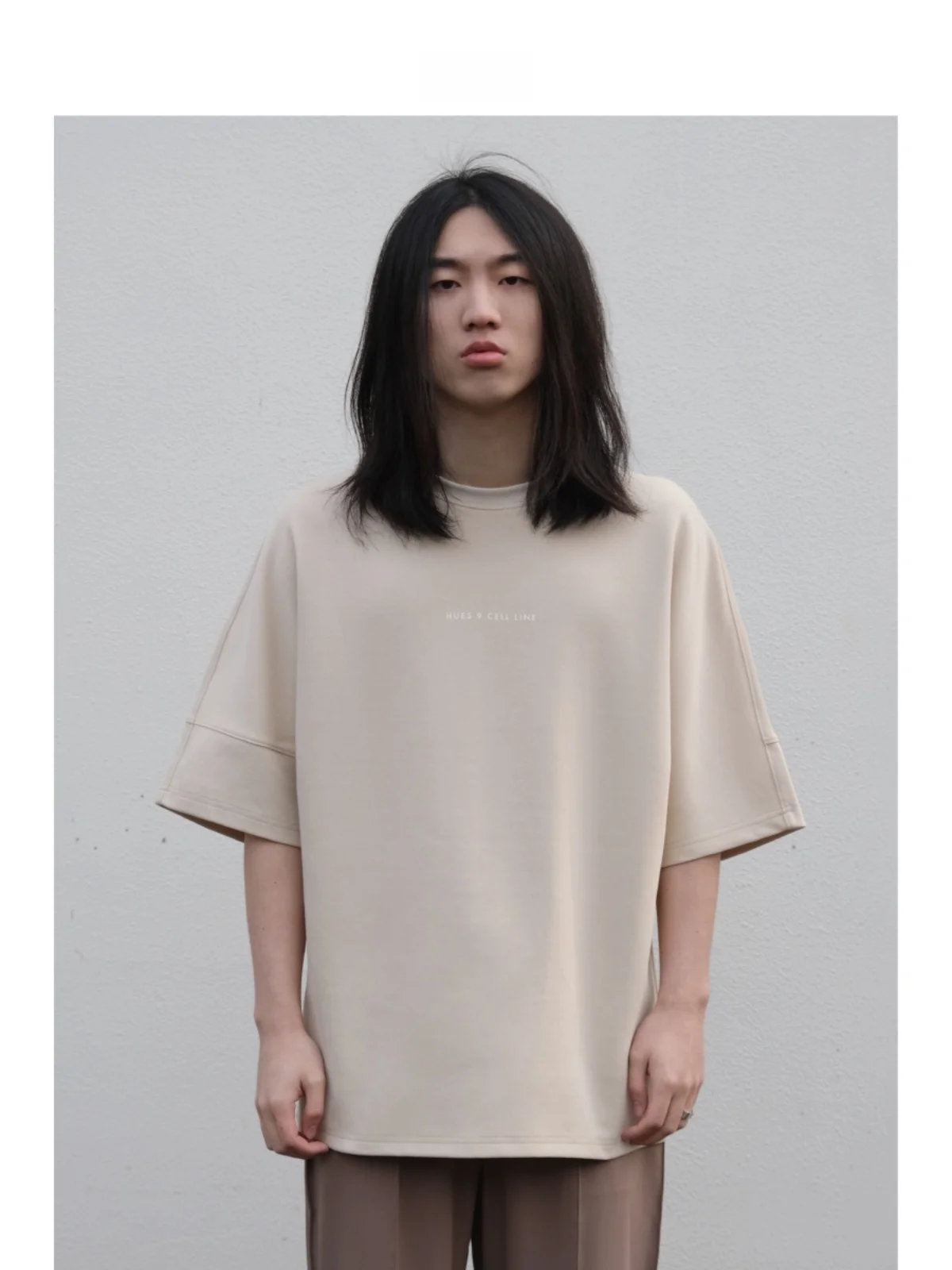 

Neutral oulder Drop round Ne T-irt HUES9 Wide Version Color Commute Sle Five Sve Loose Fit Cotton 00%