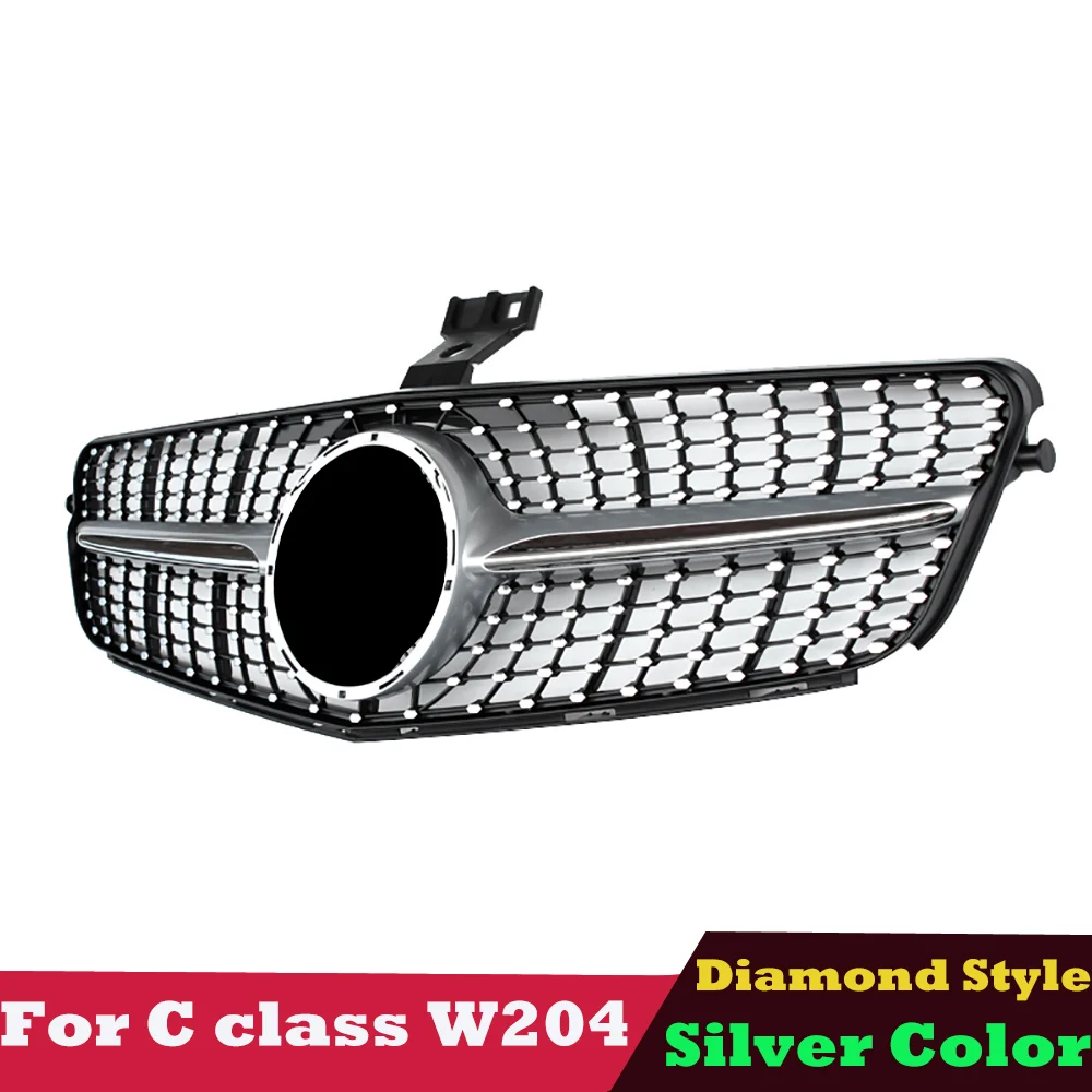 Diamond Radiator Front Bumper Mesh Hood Grille Gril for Mercedes C Class W204 C200 C250 C300 C350 2007-2014 Sedan and Coupe view 2