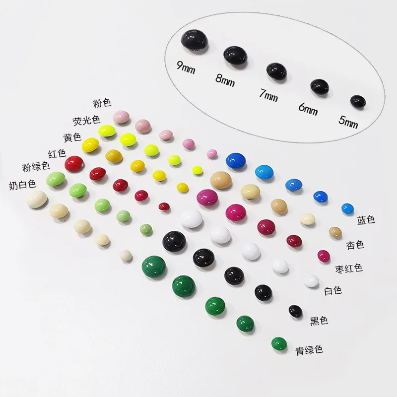 200Pcs/Batch 5MM Round Stud Mushroom Rivet Fluorescent Color Decorative Nail Leather Craft Material Leathercraft Accessories